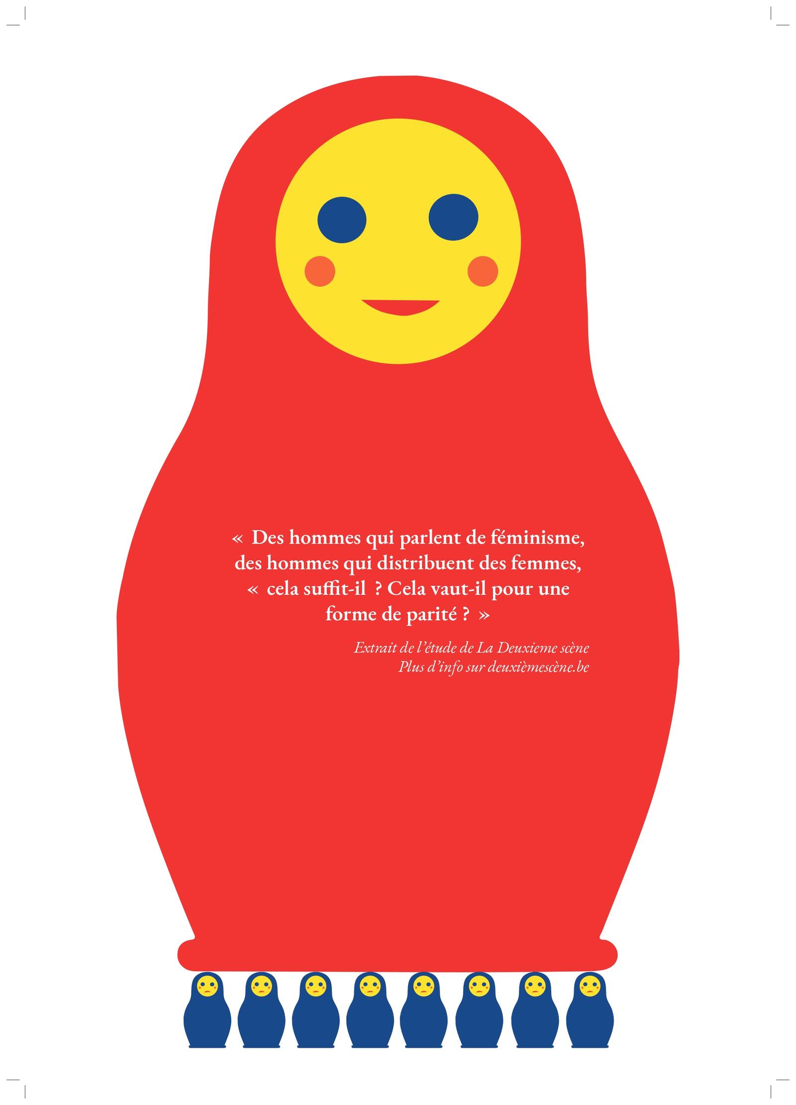 « Des hommes qui parlent de féminisme, des hommes qui distribuent des femmes, « cela suffit-il? (...) » Extrait de l'étude de La Deuxième Scène. Illustration : Lila Denis