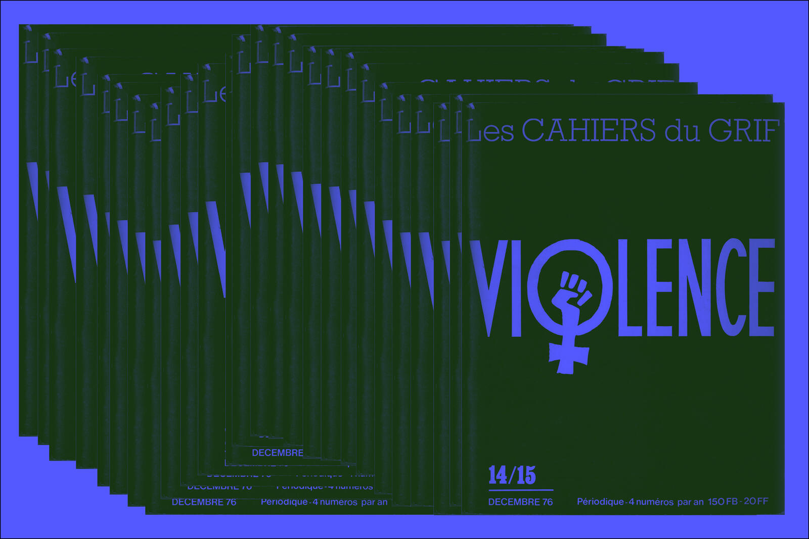 Montage à partir de la couverture des Cahiers du GRIF 14/45 : Violence.