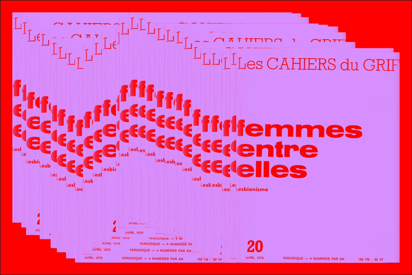 Montage à partir de la couverture des Cahiers du GRIF 20 : Les femmes entre elles.